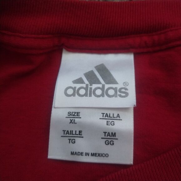 Adidas Red Logo T-Shirt Men’s XL Made in Mexico 100% Cotton Casual Tee - Picture 3 of 7